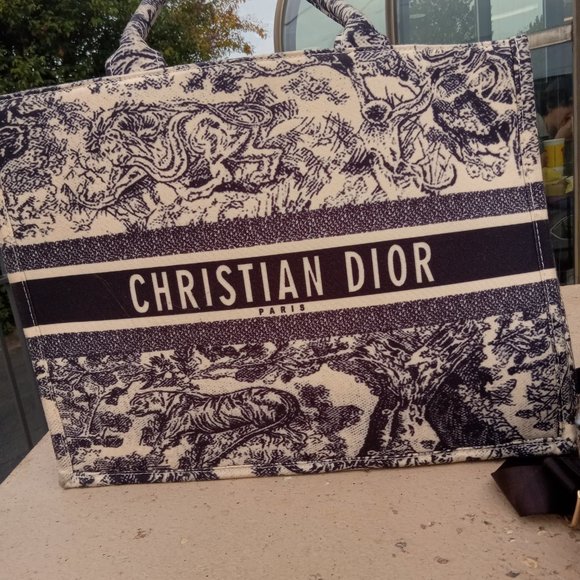 Dior Medium blue toile de jouy Tote bag - Picture 3 of 4